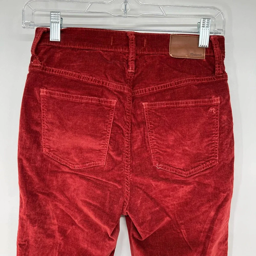Madewell 10" High-Rise Skinny Cords Corduroy Pants Women's Size 26T Rust Orange - Picture 5 of 9